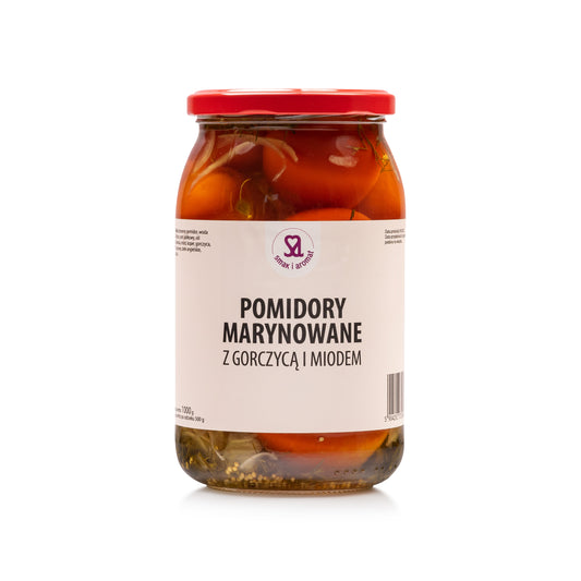POMIDORY CZERWONE MARYNOWANE Z GORCZYCĄ I MIODEM