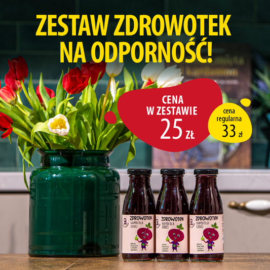 ZESTAW ZDROWOTEK, SOK Z KISZONYCH BURAKÓW DLA DZIECI.